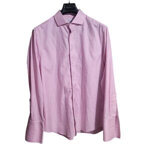 Charles Tyrwhitt Men's Pink Button up Long Sleeve Cuff Sleeve